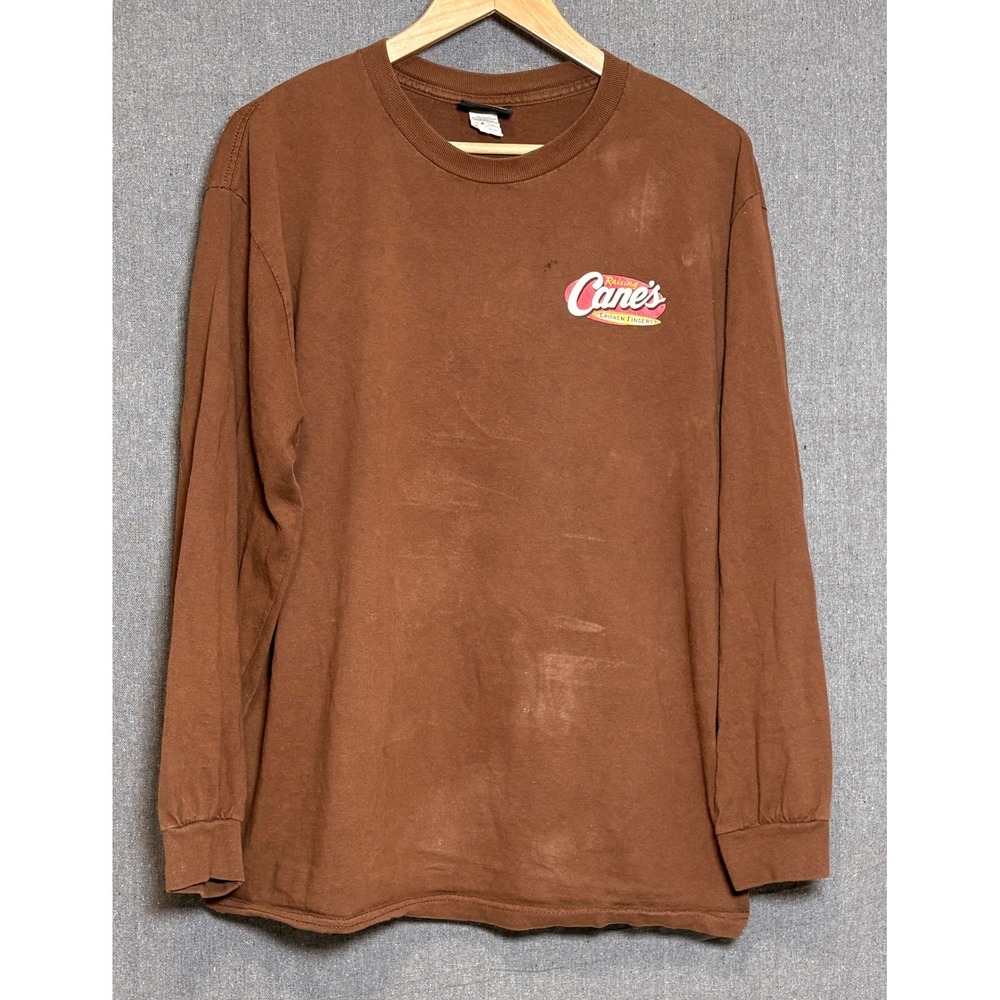 Raising Canes Chicken Fingers Long Sleeve Shirt Brown Graphic Tee Mens Large